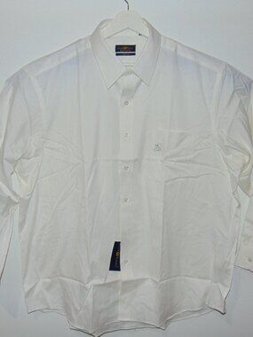 New Club Room Dress Shirt MenS XXL 18 34-35 White Stretch Regular Fit